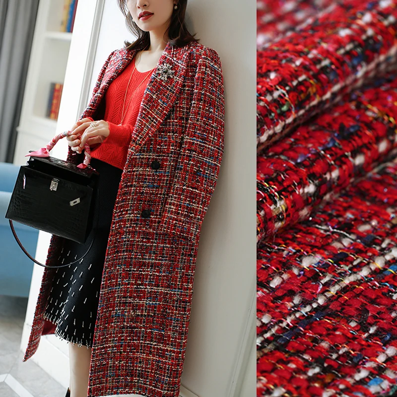 

140CM Wide 460G/M Weight Soft Thick White Blue Red Knitted Wool Acrylic Fabric for Autumn and Spring Coat Jacket Dress DE902