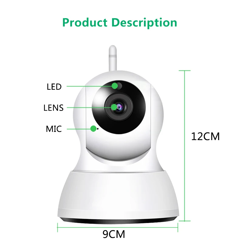  720P Home Security IP Camera Two Way Audio Wireless Mini Camera 1MP Night Vision CCTV WiFi Camera B - 32974597062