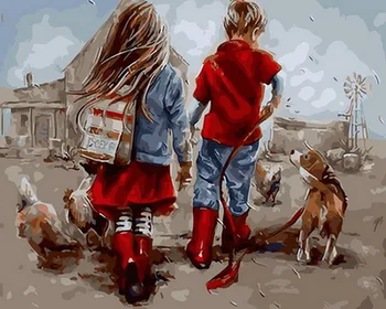 

Unframe diy oil picture oil paintings by numbers figure painting paint by number for home decor 4050cm Out of school