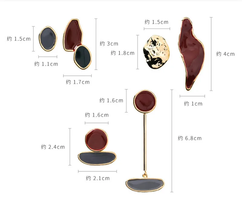 New Design Women Irregular Earring Stud Earrings Fashion Korea Simple Solid Colorful Earrings For Ladies ETD33 (7)