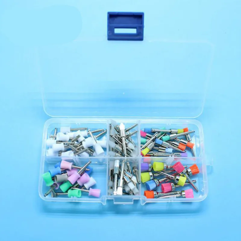

100pcs/bag Dental Teeth Polishing Brush Polisher Prophy Rubber Cup Latch Colorful Nylon Bristles Mix Style Dentist Tool