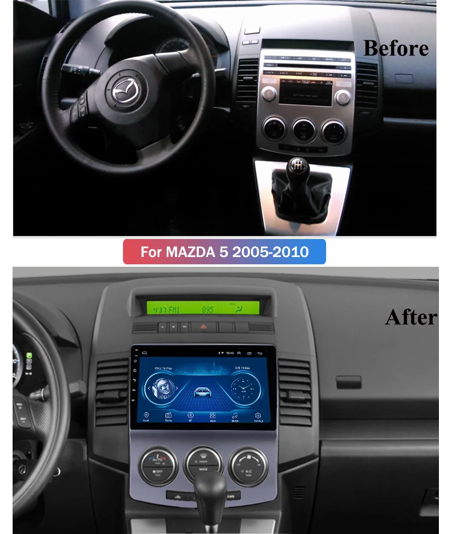 Flash Deal Hot sale 9 inch 2.5D Tempered HD multi-touch screen Android 8.1 NAVI for Mazda 5 2005-2010 with Bluetooth USB WIFI support SWC 1