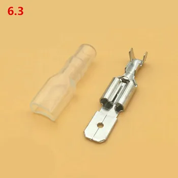 

100pcs(200pcs) 6.3 against the back shoulder of male and female plug spring terminals inserted with lock with case