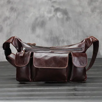 

Genuine Leather Men's Waist Packs men Leather Casual Waist Pack mobile phone bag money purse bag Unisex Waist Belt Bag Waist Bag
