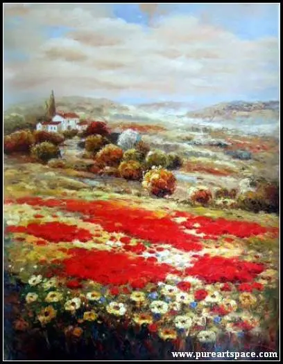 

Beautiful Tuscany landscape Modern Flowers field Palette Knife Oil Painting For Home Living Room Office Decoration