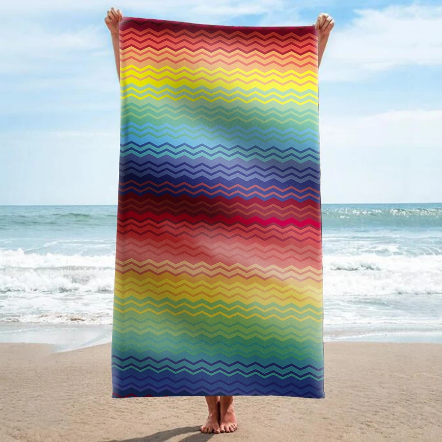

GNORRIS Sand Free Microfiber Pool Rainbow stripes Beach Towel Blanket - Quick Dry Super Water Absorbent Yoga mat