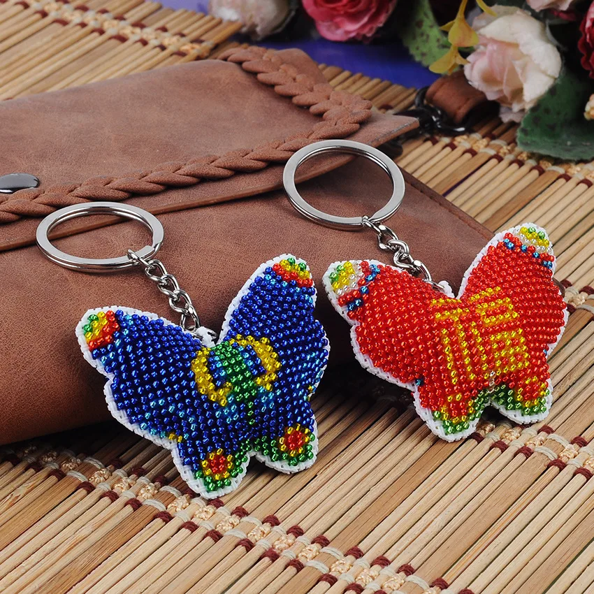 

Craft Stich Bead Cross Stitch Key Chain Accessories Stamped Needlework Embroidery Crafts Printed Cross-Stitching Kit Butterfly