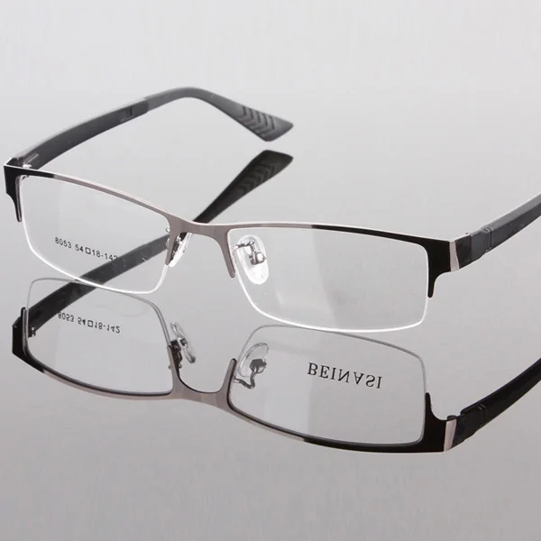 Прочные мужские очки, металлическая оправа, половинная оправа, дизайнерские прозрачные линзы, оправа для очков - Цвет оправы: Серый