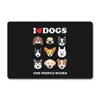 

Outdoor Door Mats I Love Dogs People Suck Funny Decorative Mat(23.6 X 15.7 in) Non-Woven Fabric Top with a Anti-Slip Rubber Bac