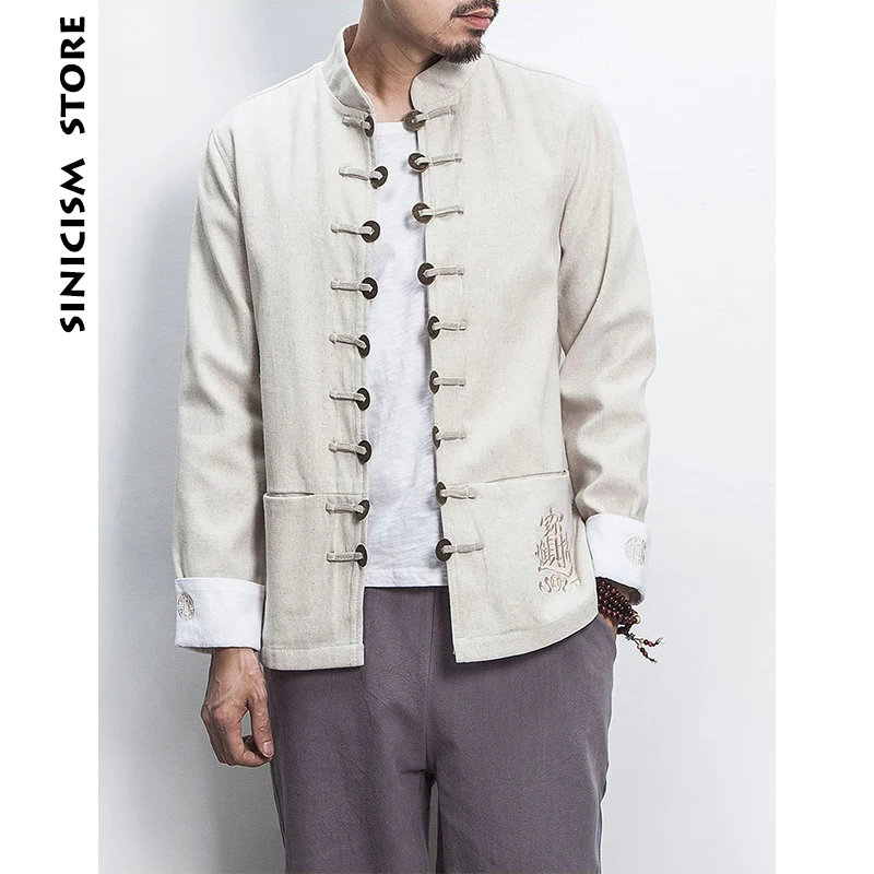 Sinicism Store Мужская куртка с вышивкой буквами 2019 мужские китайские куртки карманами