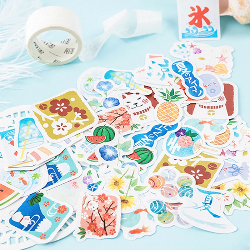 

46 pcs/box Japanese Summer festival paper sticker decoration diy diary scrapbooking sticker kawaii stationery Children stickers