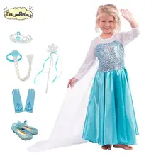 DAYLEBABY/нарядное платье принцессы Эльзы для маленьких девочек, костюм свадебное платье с цветочным узором для девочек, комплект премиум-класса для девочек с изображением Эльзы и диадема