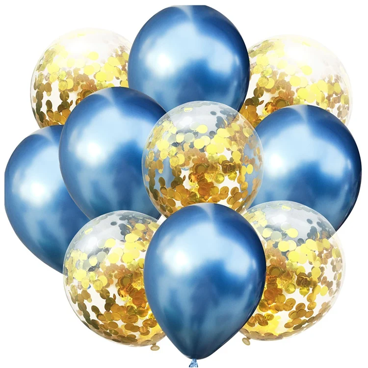 Doriwoo жемчужные металлические конфетти для воздушного шара с днем рождения латексные Свадебные шарики украшения для дня рождения для мальчиков - Цвет: Blue Gold