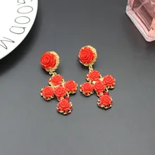 Европейский и американский роскошный керамический цветок крест ожерелье серьги костюм ожерелье 160