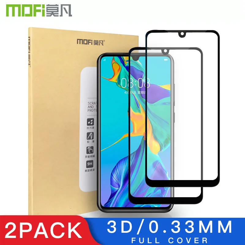 

Mofi 2 Pack 3D Screen Protector For Huawei P30 Lite Glass Full Coverage LCD 0.33mm Protective Glass Film Guard 9H +Shockproof