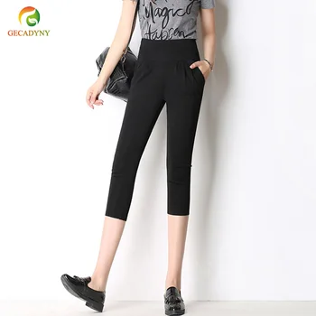 

Summer Women Pencil Pants 2019 Ladies OL Solid Leisure Harem Trousers Slim Candy Color Stretch Office Pants Capris Plus Size 6XL