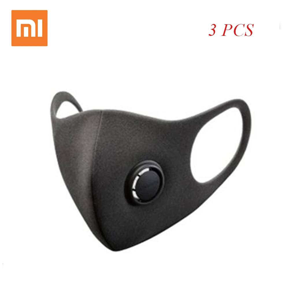 

3 PCS Original Xiaomi Mijia Filter Face Mask Block 97% Air Wear PM 2.5 with Ventilating Valve Ear Wearing Black Mask