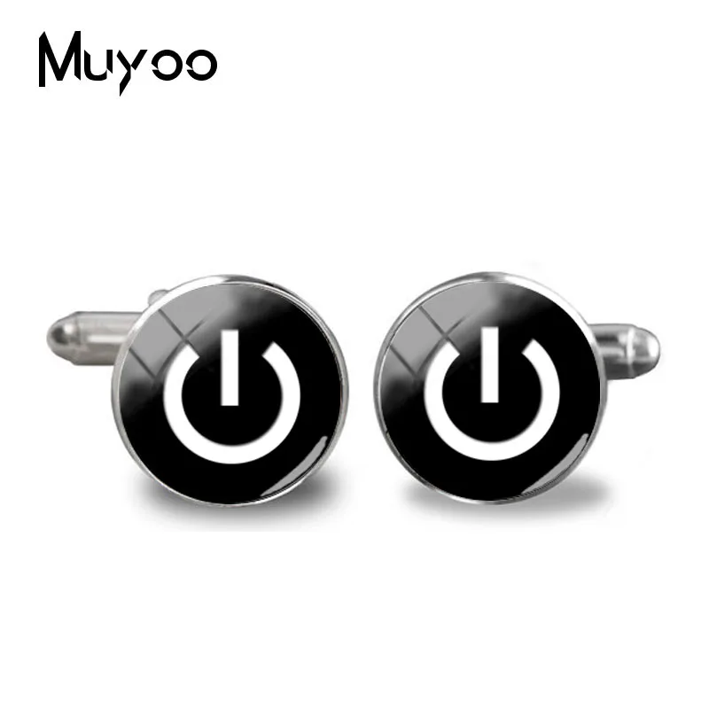 

2018 New Power Button Silver Round Cuff Link On Off Pure Color Button Cufflinks High Quality Jewelry Shirt Cuff Accessory