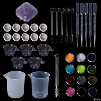 

1 Set Epoxy Resin Kit DIY Jewelry Dry Flower Glitter Powder Shiny Dropper Cup Silicone Handmade Tackle Handmade Accessories