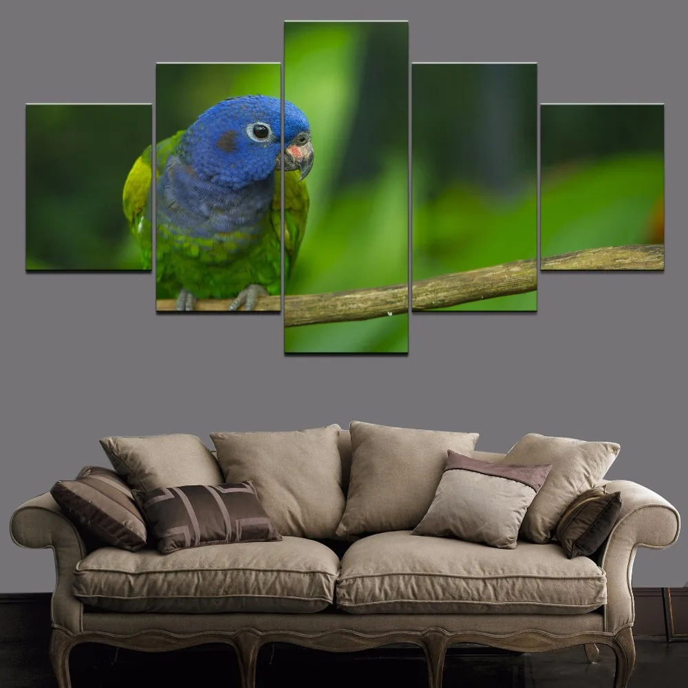 

Canvas Painting Modern Home Decorative HD Printed Grass Tree Poster 5 Pieces Animal Parrot Modular Pictures Decor Wall Art