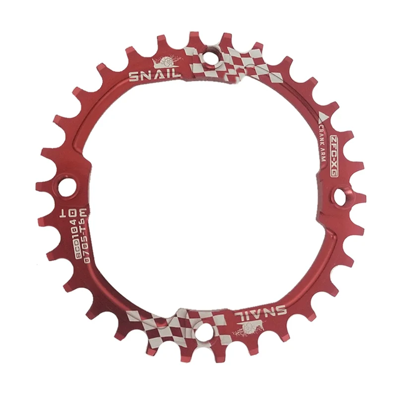 Улитка 104bcd цепь кольцо для 30 т цветов цепь кольцо узкая цепь колесо широкий MTB велосипед одна скорость кольцо цепи велосипеда болты - Цвет: Red-30T
