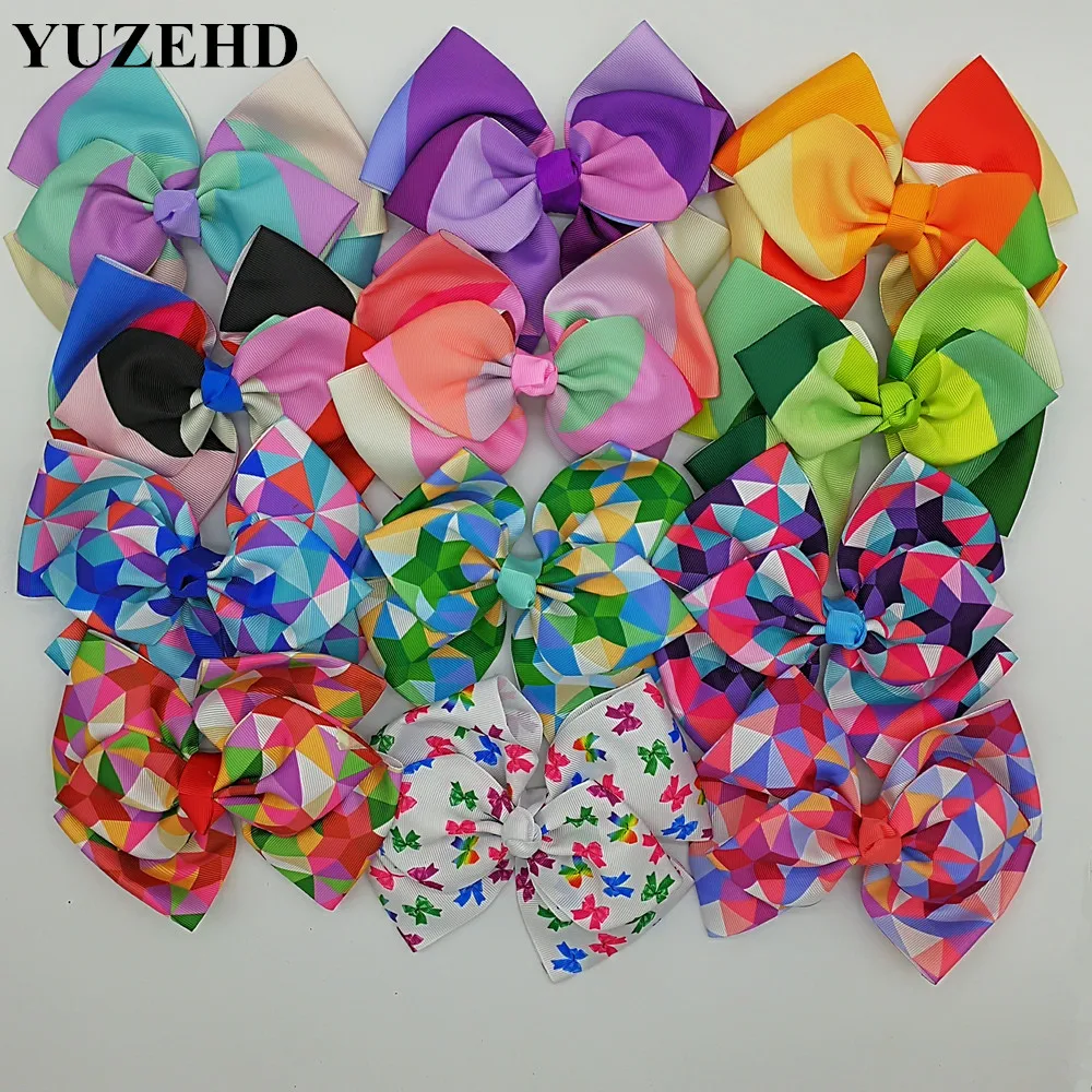 

Double bows JO JO 7'' grosgrain ribbon hair bows hair clips boutique rainbows bow girls hairbow For Teens Gift 12pcs/lot