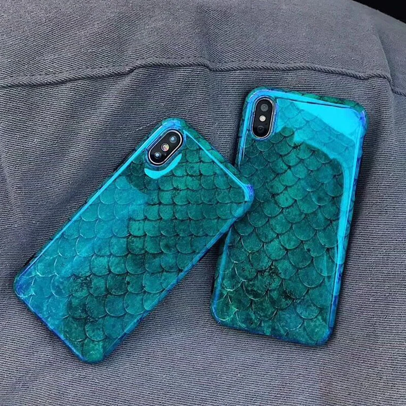 LOVECOM Blu-Ray Phone Case For iPhone XS XR XS Max X 8 7 6 6S Plus Laser Blue Fish Scale Soft IMD Retro Phone Back Cover Cases LOVECOM Blu-Ray Phone Case For iPhone XS XR XS Max X 8 7 6 6S Plus Laser Blue Fish Scale Soft IMD Retro Phone Back Cover Cases