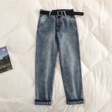 Gowyimmes Летние повседневные женские джинсы с высокой талией джинсы длиной до щиколотки Большие размеры винтажные синие джинсы для мамы джинсы брюки P371