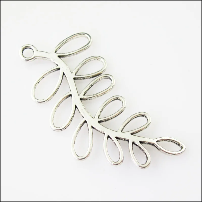 

New 3Pcs Tibetan Silver Branch Flower Circle Charms Pendants Connectors 28x55mm