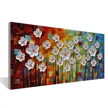 

Hundred Flowers Together 3D Canvas Painting Wall Art Living Room Bedroom Restaurant Interior Hand Painted Oil Painting