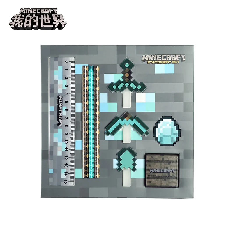 

Minecraft Stationery Set Rubber Pencil Sharpener Ruler Pencil Set for Children's Gift