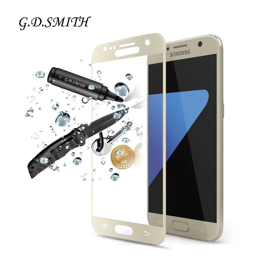  G.D.SMITH Full Cover 2.5D Tempered Glass For Samsung Galaxy S7 Safety Screen Protector Film Retail and Wholesale 2016 New 