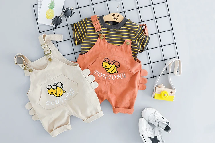HYLKIDHUOSE 2019 الصيف الطفل الفتيات الفتيان مجموعة ملابس الرضع الملابس الدعاوى شريط T قميص حزام السراويل الاطفال الأطفال زي HYLKIDHUOSE 2019 الصيف الطفل الفتيات الفتيان مجموعة ملابس الرضع الملابس الدعاوى شريط T قميص حزام السراويل الاطفال الأطفال زي
