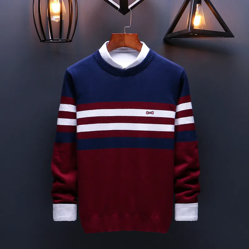 Autumn and winter hot selling new pure cotton sweater men's striped | Мужская одежда