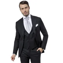 Terno Para Casamento Custom Made Black Handsome Mens Slim Suits Tuxedos Grooms Suit Men’s Wedding Suits Business Suits