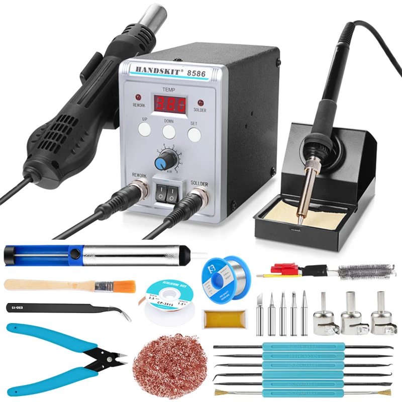 Handskit 2 in 1 Digital Soldering Staiton And SMD Rework 8586 110V 220V Soldering Station1.2