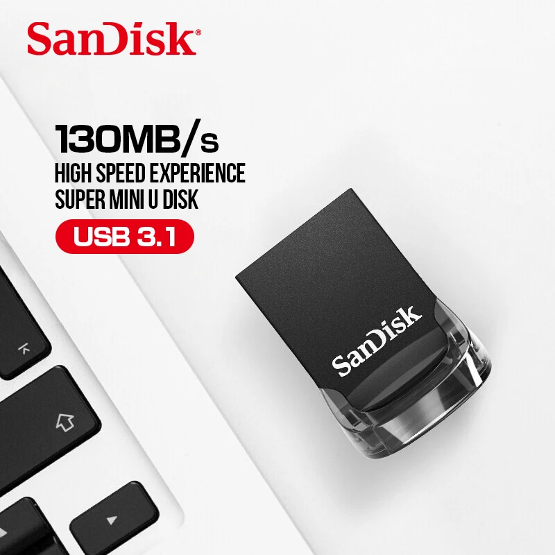 SanDisk Fit USB Flash Drive 64gb CZ430 16GB mini USB Pen Drive 3.1 Up to 130MB/S pendrive high Speed USB 3.0 USB Stick 32gb 128G