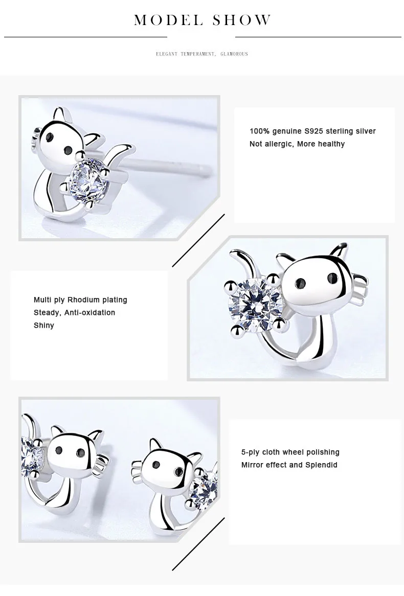 CAT SILVER EARRINGS FOR WOMEN 6