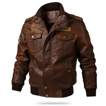 Новая брендовая кожаная куртка Мужская винтажная куртка-бомбер с несколькими карманами размера плюс M-5XL 6XL Весенняя Осенняя мотоциклетная куртка мужская