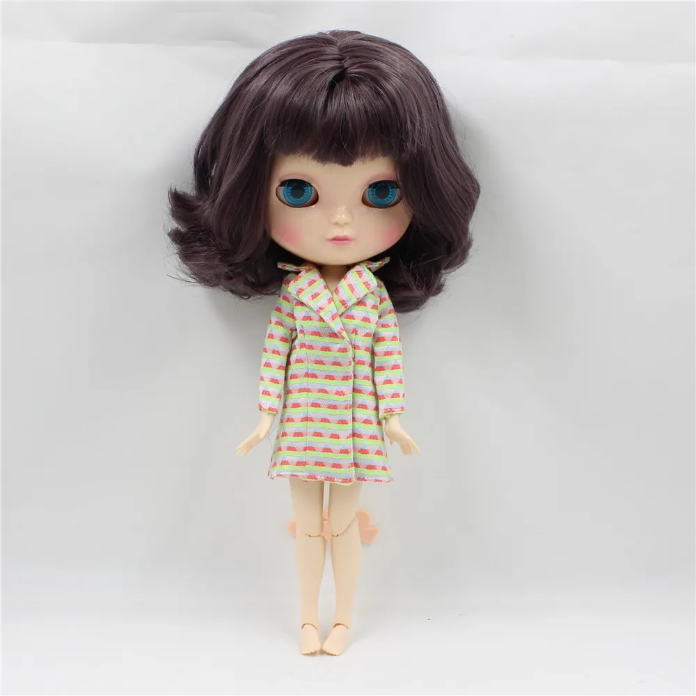 8/" Neo Middie Blythe Doll Nude Doll From Factory Dark Gray Long Curly Hair