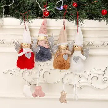 

New Christmas Hanging Plush Figure Toy Santa Claus Stuffed Classic Plaid Decoration Cute Christmas Day For Home Show Window