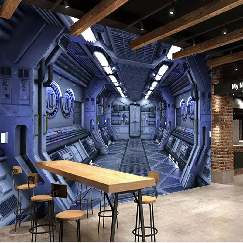 3D Stereo Universe Space Capsule Bar KTV Photo Mural Wallpaper Restaurant Cafe Boy Bedroom Background 3D Wall Cloth Decoration