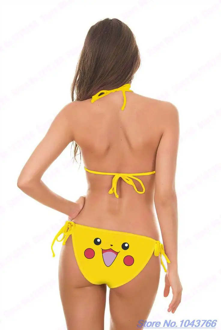 С милым рисунком в виде улыбающихся рожиц купальники PIKACHU комплект из двух