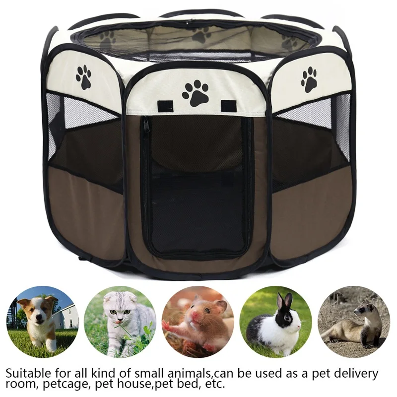 

Pet Dog Cat Playpen Cage Crate Portable Folding Exercise Pet Kennel Indoor Outdoor Use Removable Mesh Shade Dog Cat Cover