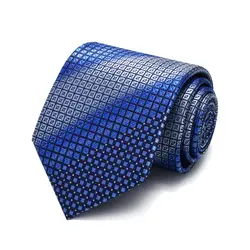 Роскошные жаккардовые ткань Синий Полосатый плед Для мужчин S Галстуки профессиональные стандарты 8 см галстук свадебный галстук для Для