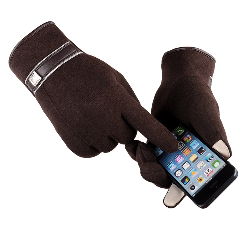 New Style Winter Solid Cotton Velvet Men's Gloves Fashion Touched