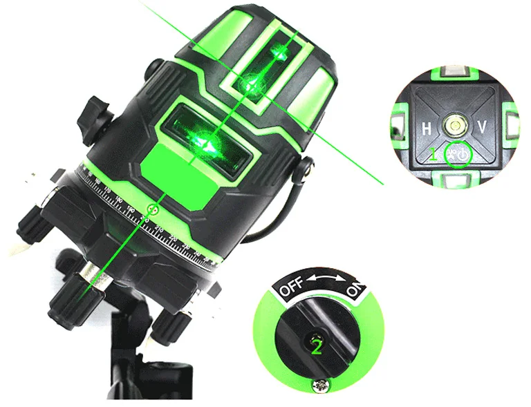 5 Lines 6 point Green laser level meter 360 degree rotary cross laser line level Tilt Function (6)