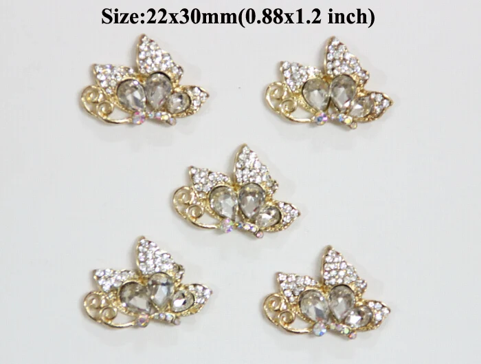 

Free Shipping Wholesale 20pcs/lot 22x30mm Butterfly Rhinestone Flatback Button For Hair Flower Wedding Invitation LSFY007