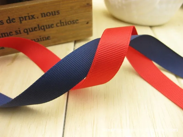 Classic 15mm Double Face Satin Ribbon DIY Polyester Rib Manual Ribbon Blue and red Hair accessories grosgrain ribbon 10MLot_4