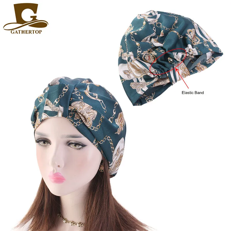 

Muslim fashion Women Silky Sleeping Turban Hat Cancer Chemo Beanies Bonnet Cap Headwear Head Wrap Hair Accessories